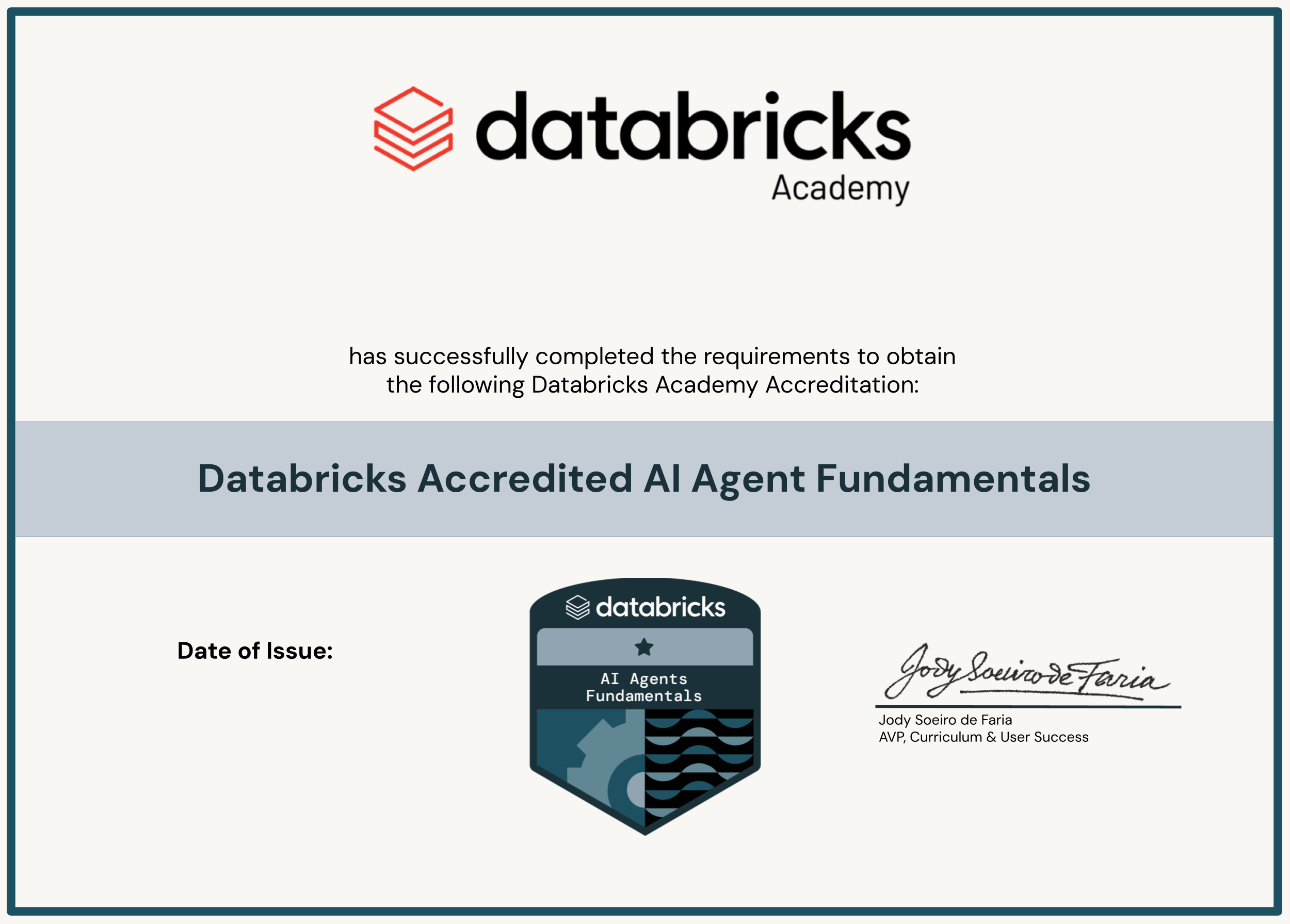 Dataricks AI Agent Certificate