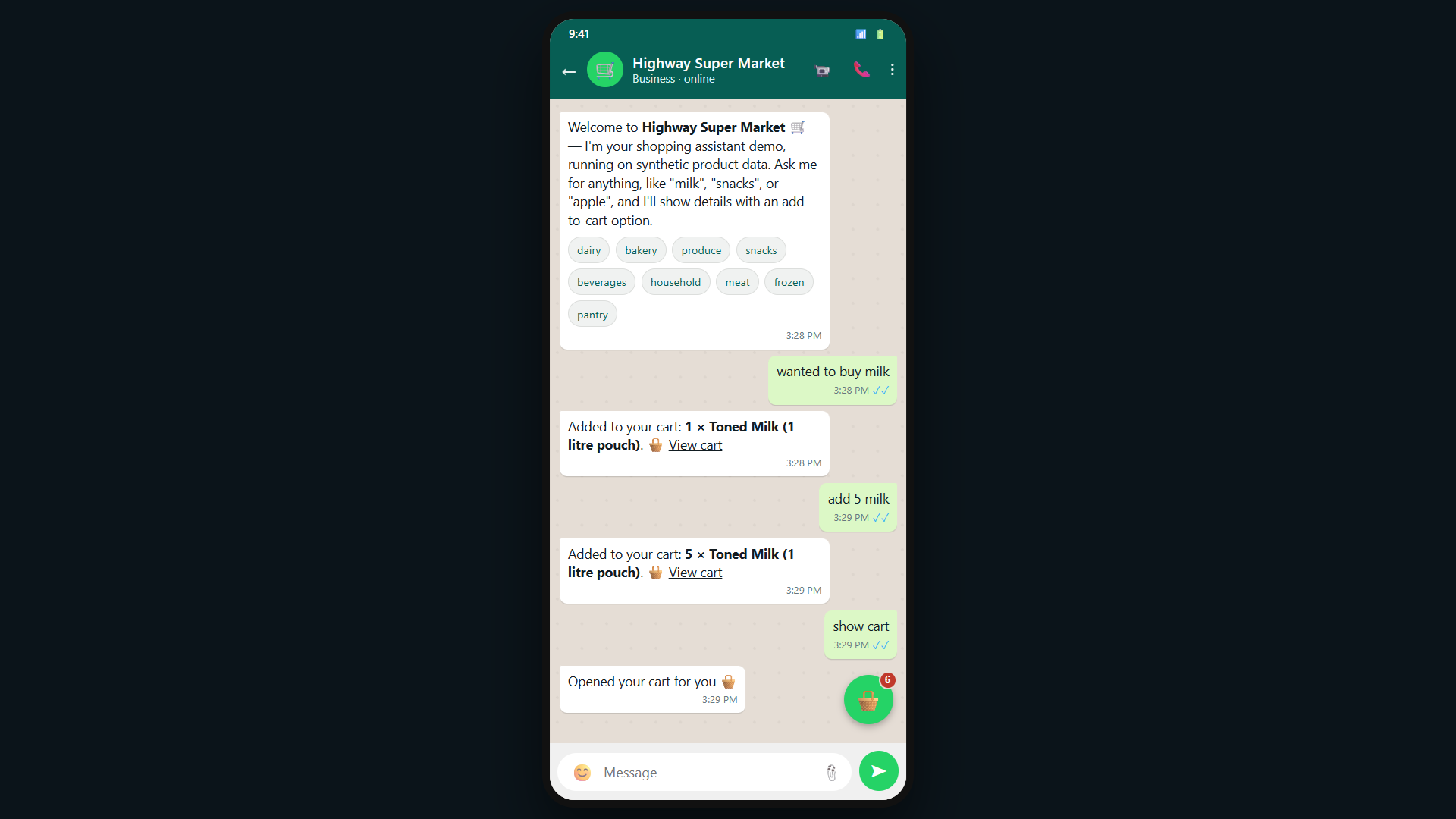 AI Supermarket WhatsApp Assistant